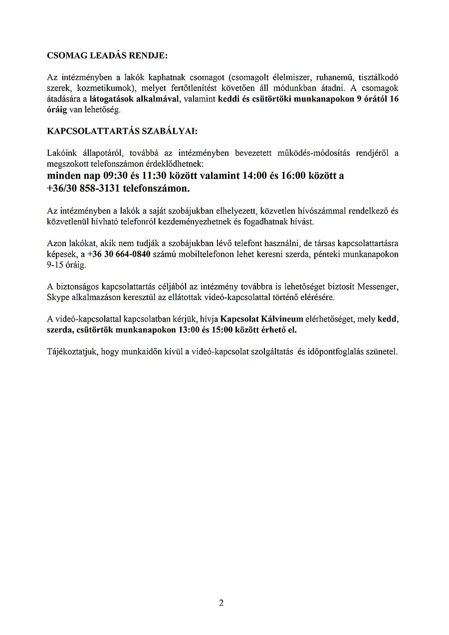 látogatási rend kálvineum 2021.11.02