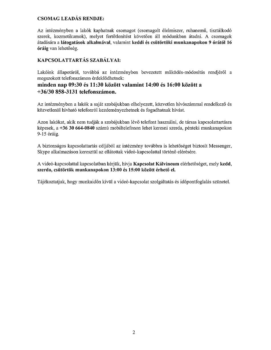 látogatási rend kálvineum 2021.12.22