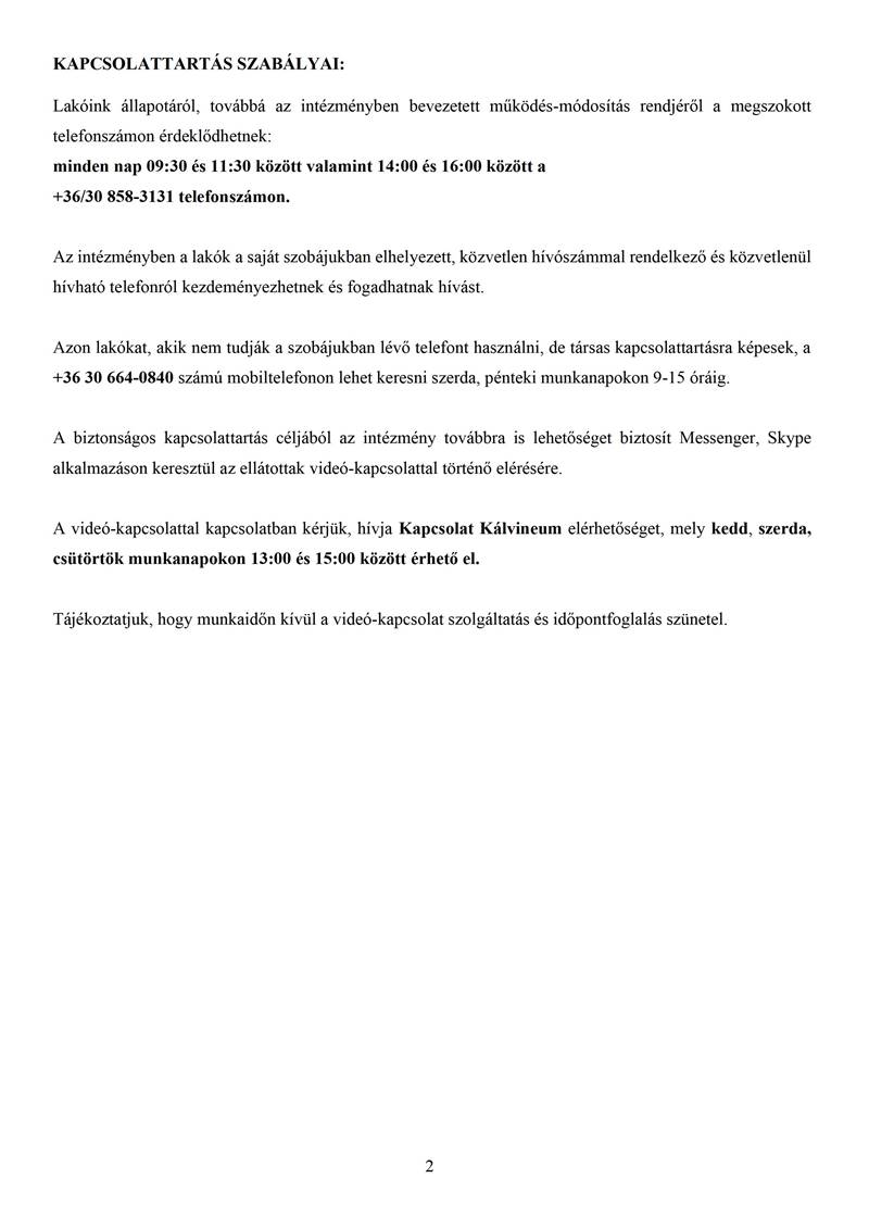 Kálvineum látogatási rend 2022.04.02